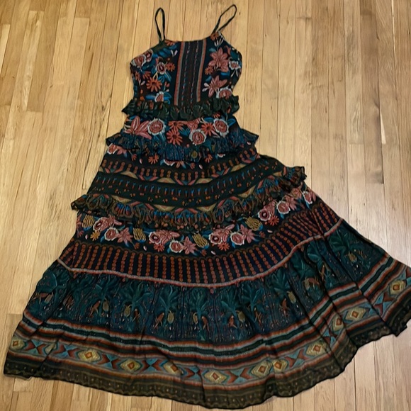 NWT FARM RIO Tiered Printed Voile Maxi Dress Women sz M Fruit Paradise MSRP $265 - Picture 4 of 15